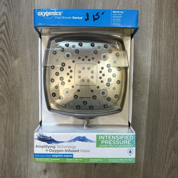 Oxygenics Marvel 6 Shower Head Chrome Square High Pressure 2 GPM Rain Spray NEW - Picture 1 of 12